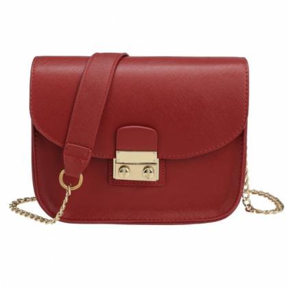 Synthetic Leather Mini Chain Crossbody With Buckle..
