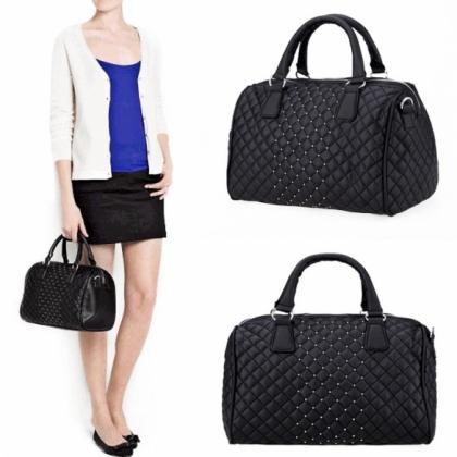 Women's Black Geometric Handbag Tote..