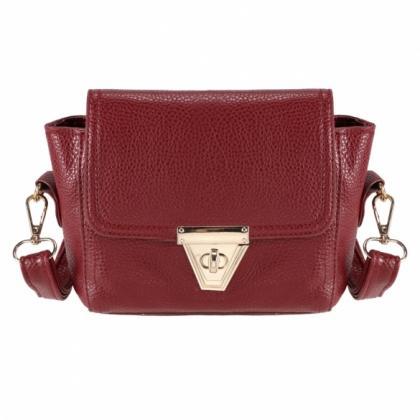 Faux Leather Mini Shoulder Bag With Metal Buckle..
