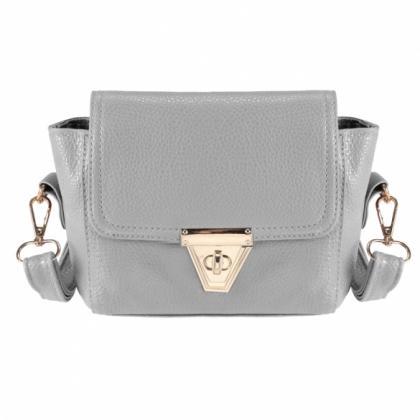 Faux Leather Mini Shoulder Bag With Metal Buckle..