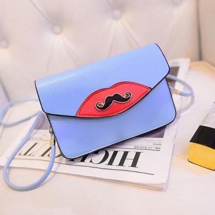 Fashion Women Synthetic Leather Mustache Decorated..