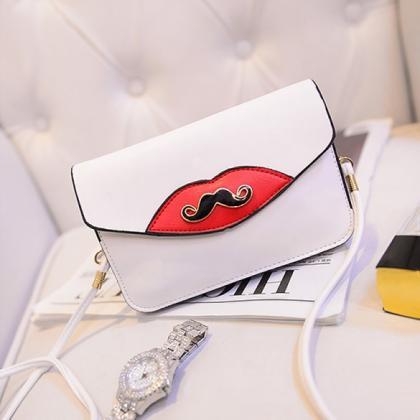 Fashion Women Synthetic Leather Mustache Decorated..