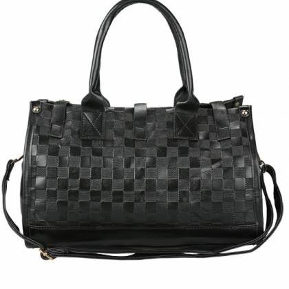 Women's Black Pu Leather Handbag Tote..