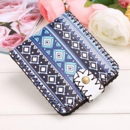 Women Synthetic Leather Print Wallet Bifold Soft..