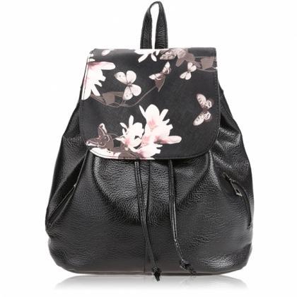 Floral Print Backpack With Front Flap And..
