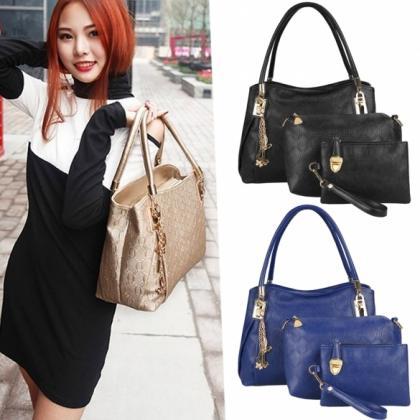 Fashion Women 3pcs Synthetic Leather Embossing Bag..
