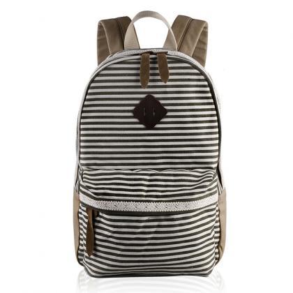 Classical Stripe Lace Canvas Backpack