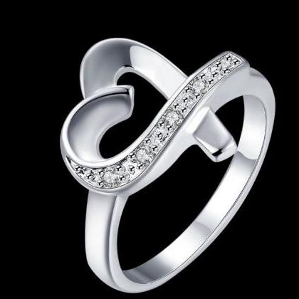 Zircon Silver Heart Ring