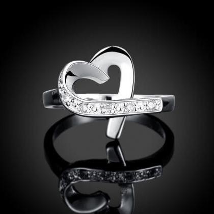 Zircon Silver Heart Ring
