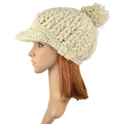 Women's Wool Winter Hat Thick Line..