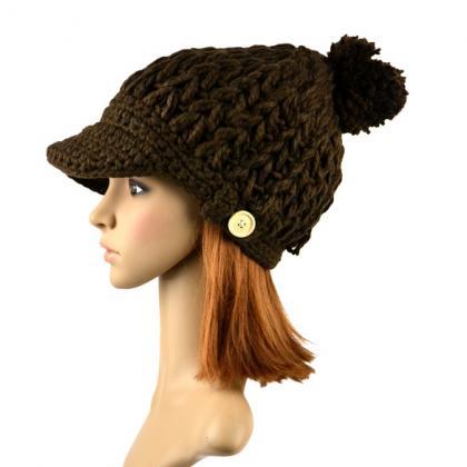 Women's Wool Winter Hat Thick Line..