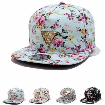 Fashion Floral Flower Snapback Hip-hop Hat Flat..