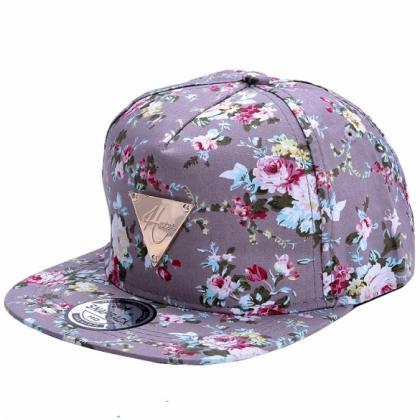 Fashion Floral Flower Snapback Hip-hop Hat Flat..