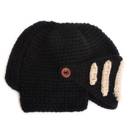 Buttons Unisex Crochet Knit Black S..
