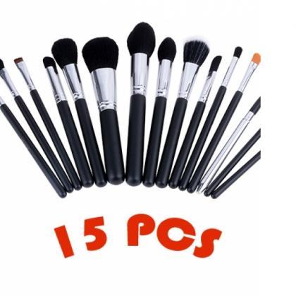 High Quality 15 Pcs Black Makeup Brushes Set..