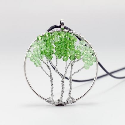 Green Crystal Tree Of Life Diy Leather Chain..