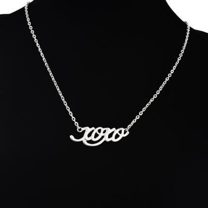 Xoxo Hugs And Kisses Letter Pendant Chain Necklace..