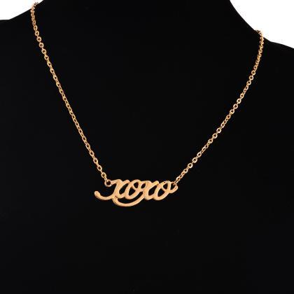 Xoxo Hugs And Kisses Letter Pendant Chain Necklace..