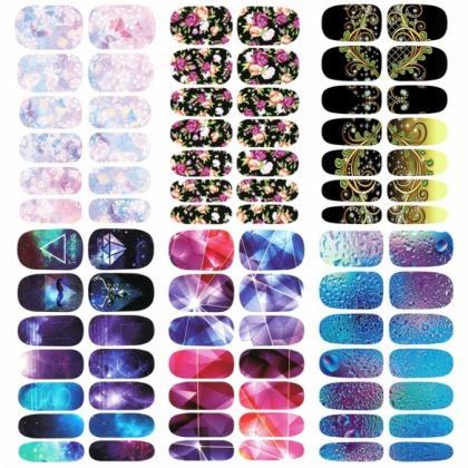 6pcs Water Transfer Foil Nails Stickers Manicure..