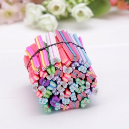 50pcs 3d Nail Art Fimo Canes Stick Rods Polymer Clay Stickers Tips