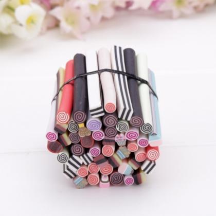 50pcs 3d Nail Art Fimo Canes Stick Rods Polymer..