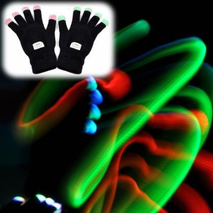 Led Rave Flashing Gloves Glow 7 Mode Light Up..