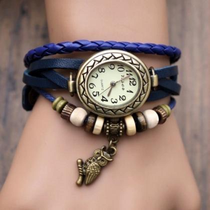 Women Leather Wrist Watch Bracelet ..