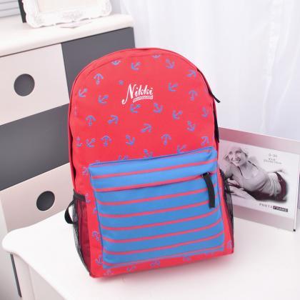 Anchor Print Style Navy Stripe Backpack