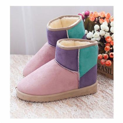 Women Candy Color Winter Warm Snow Half Boots..