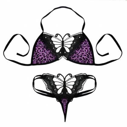 Women Halter Neck Butterfly Pattern Bikini..