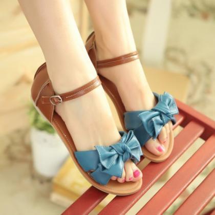 Sweet Bowknot Cute Flat Sandals Shoes on Luulla