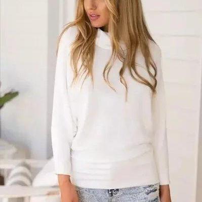 High-neck Solid Loose European Pullover Long..