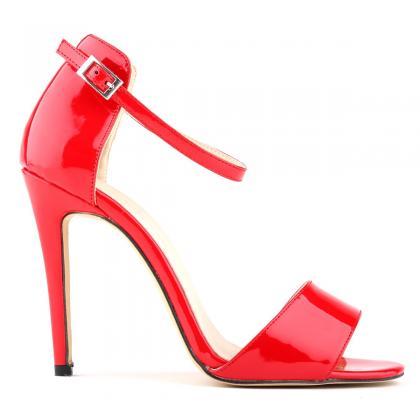 Sexy High-heeled Peep-toe Patent Leather Sandals