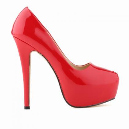 Patent Leather Rounded-Toe Platform..