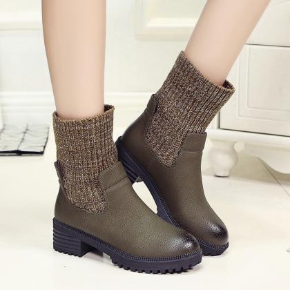 Sock- Inspired Pu Leather Boots