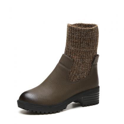 Sock- Inspired Pu Leather Boots