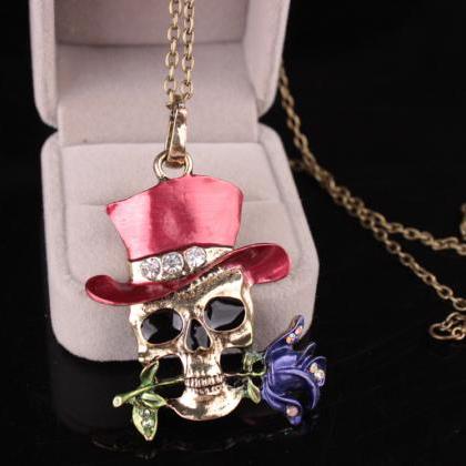 Halloween Skeleton Head Exaggerated Necklace