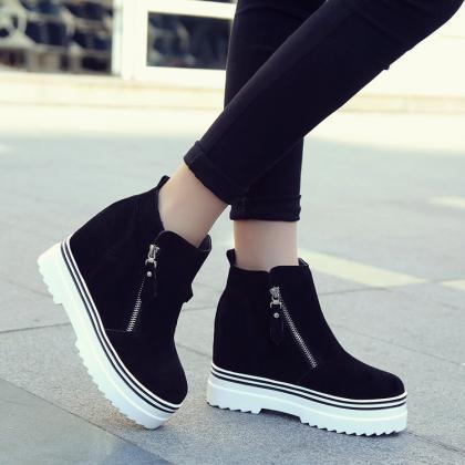Fashion Increased Thick Bottom Wedge Ankle Boots