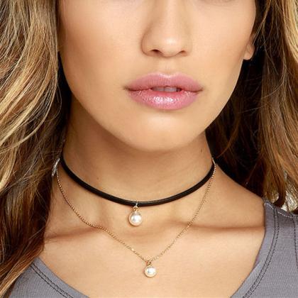 Sweet Pearl Double Layers Necklace