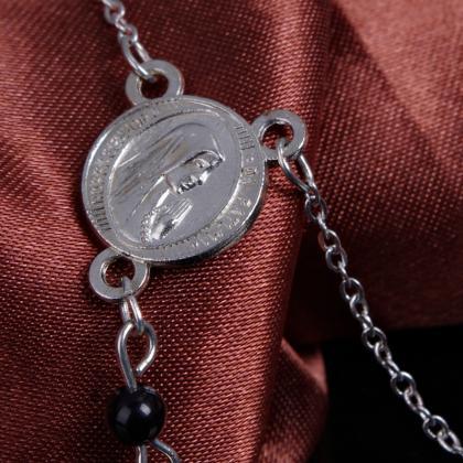 Handmade Beaded Jesus Cross Tassel Necklace