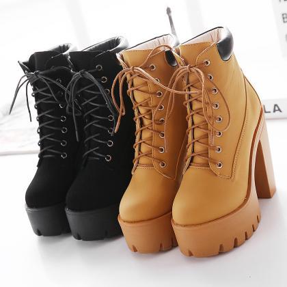Ultra-high Chunky Heel Short Canister Martin Boots