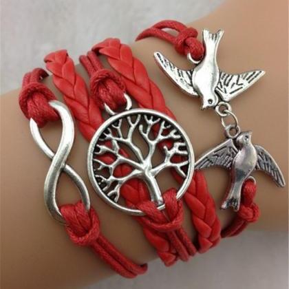 Dove Tree Hand-made Leather Cord Bracelet