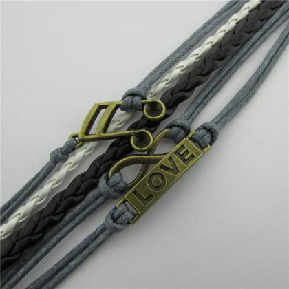Retro Joker Love Note Multi-layer Leather Bracelet