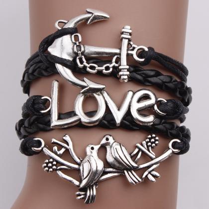 Lovebirds Anchor Multielement Fashion Bracelet