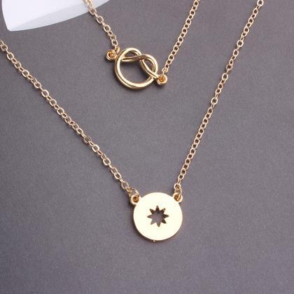 Simple Abstract Six Mans Star Necklace