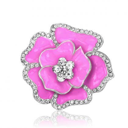 Beautiful Crystal Rose Flower Brooch