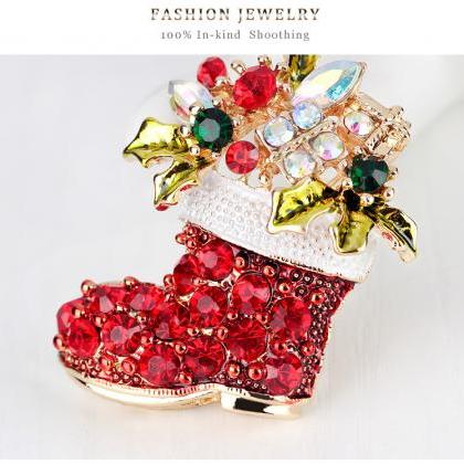 Upscale Christmas Boots Brooch