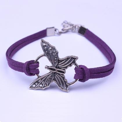 Fashion Jewelry Butterfly Velvet Rope Bracelet