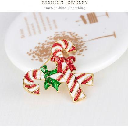 High Quality Christmas Candy Cane Brooch