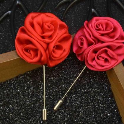 Handmade Cloth Fashion Men Rose Collar Brooch